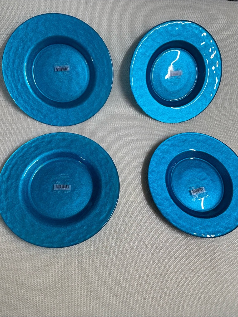 Pier 1 Teal Blue Glass Charger Plates - Set of 4